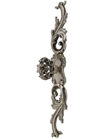 French Court Cabinet Knob with Escutcheon in White Brass.